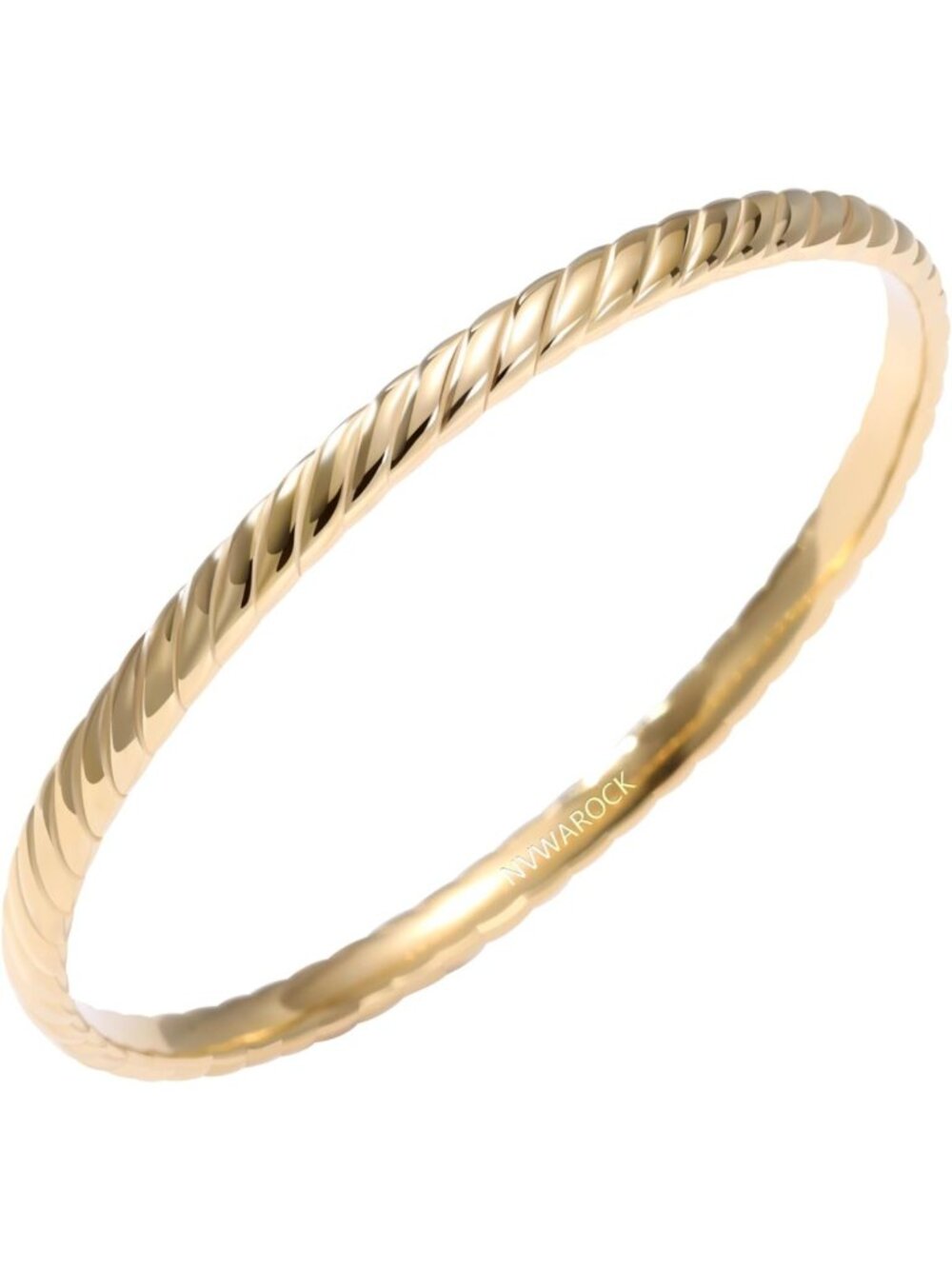 14K Gold Plated 4mm Stackable Minimalist Bangle Bracelet for Women - Perfect